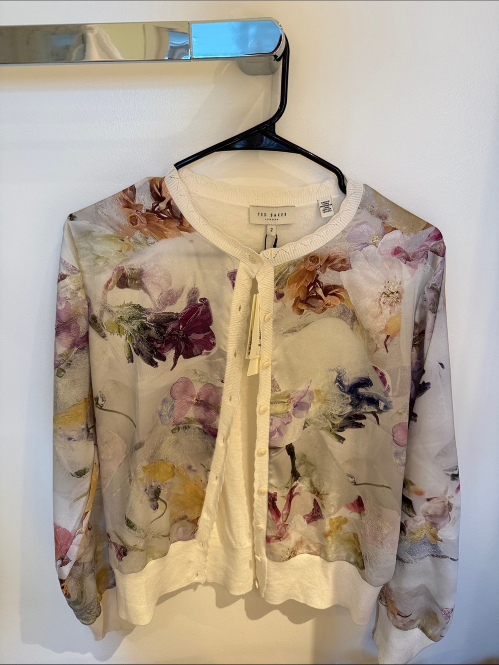 Ted Baker Cream Floral Button-Front Cardigan
